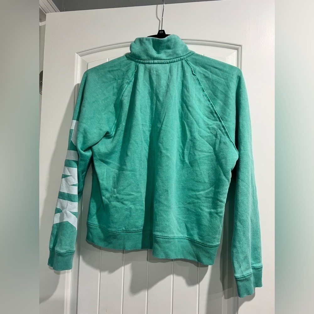 VS Victoria Secret‎ PINK mint green pullover sweater zip up L large sweatshirt - Picture 2 of 7